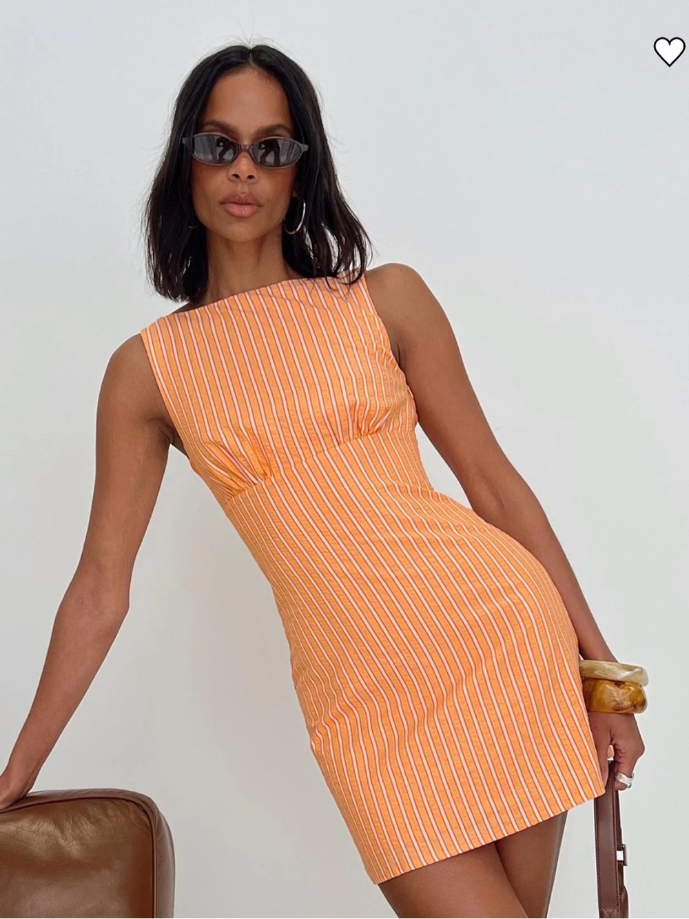 Princess Polly Ellesandra Boat Neck Mini Dress Orange Stripe